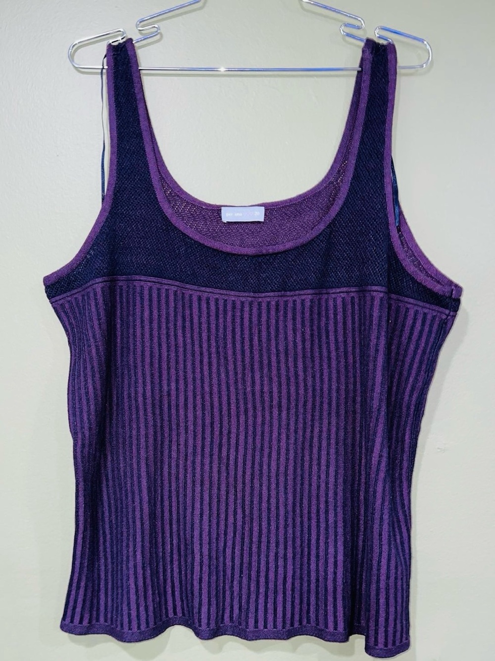 per una Purple Striped Knit Tank Top